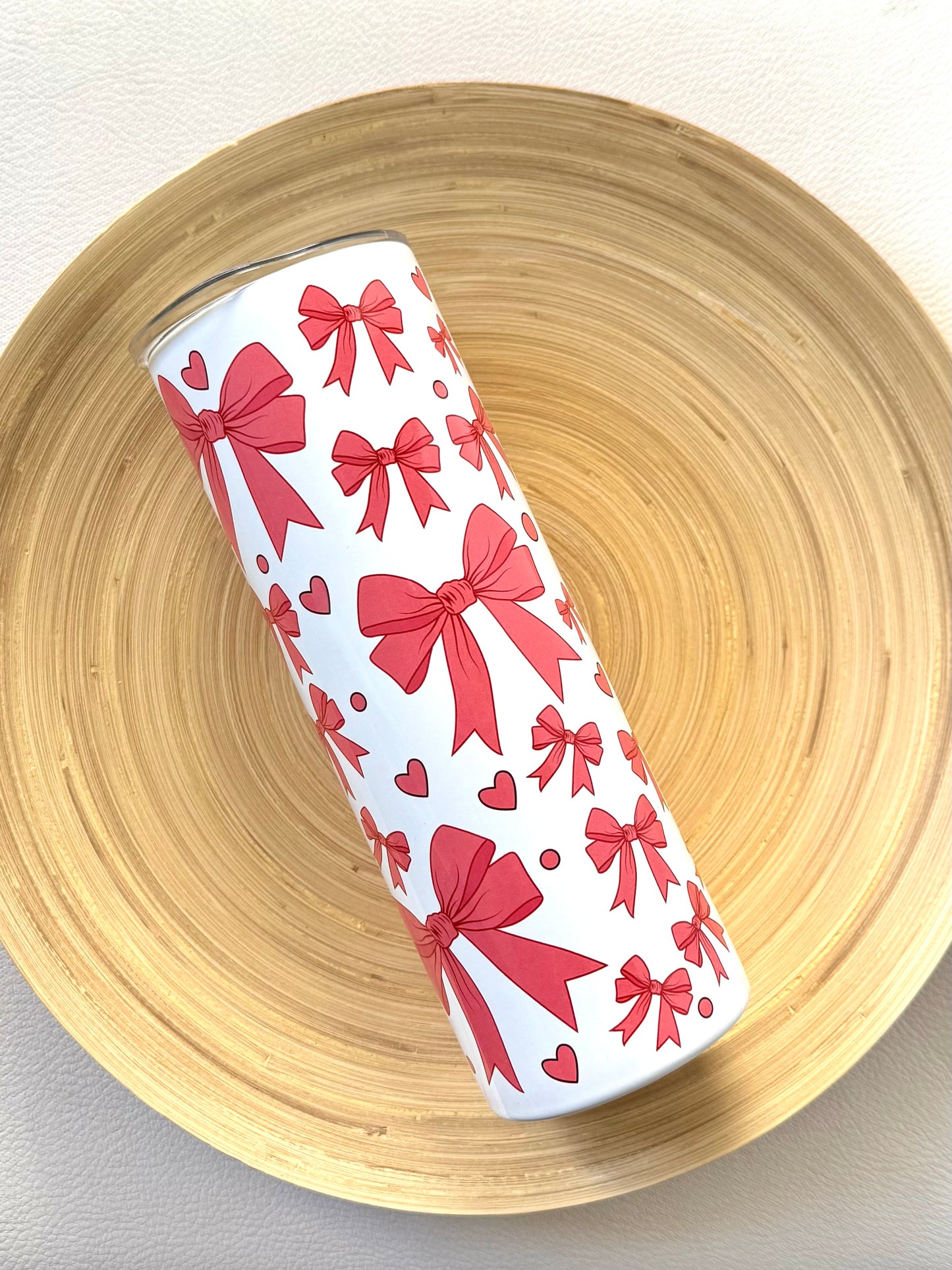 Drinkbeker met rietje | Roze strikjes