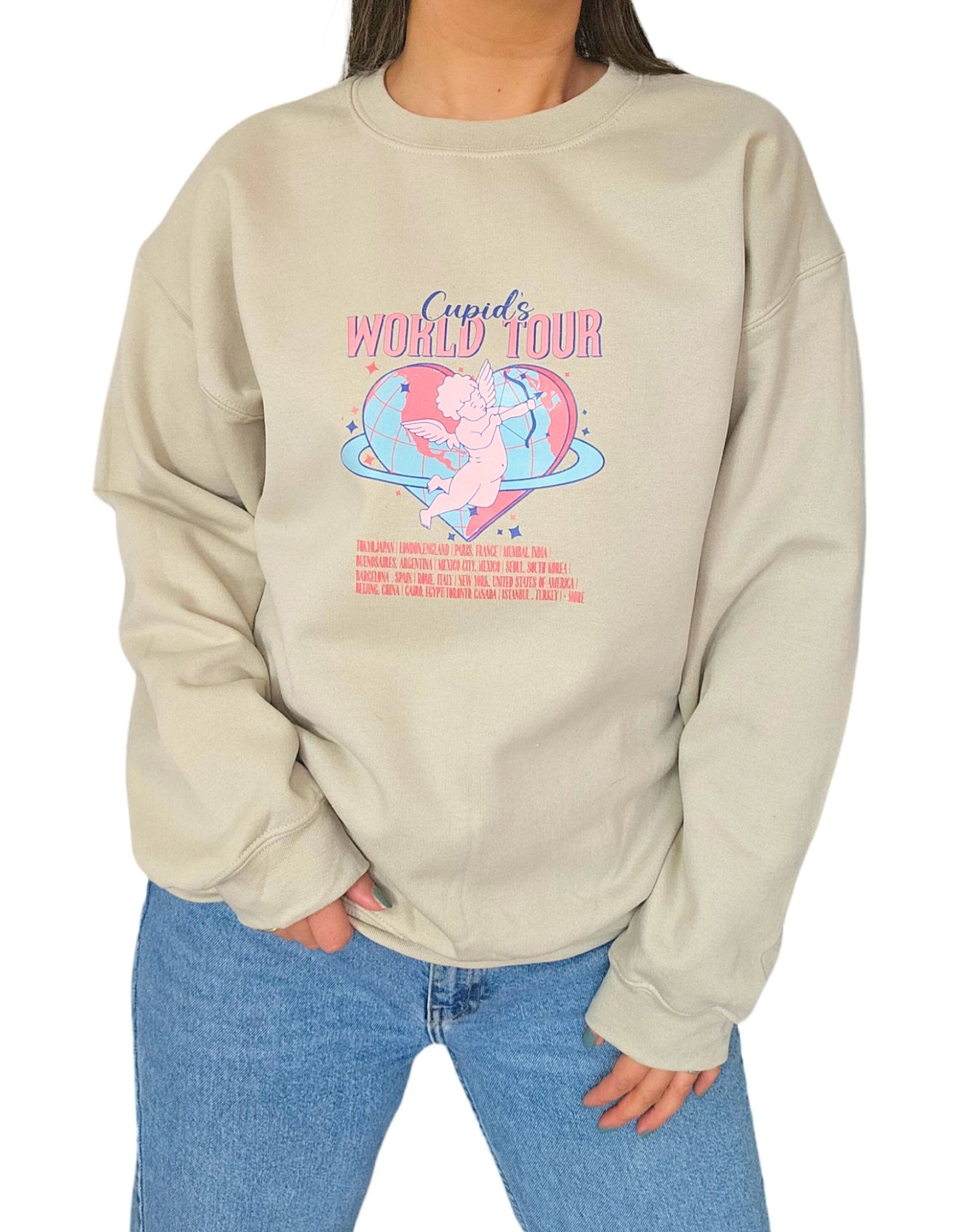 Sweater met print Cupid's Worldtour