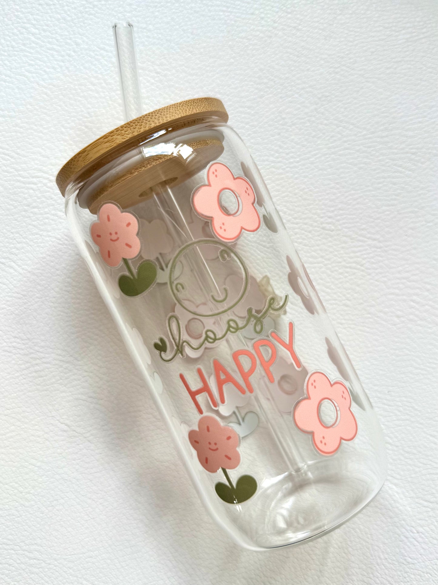 Drinkglas met rietje | Choose happy