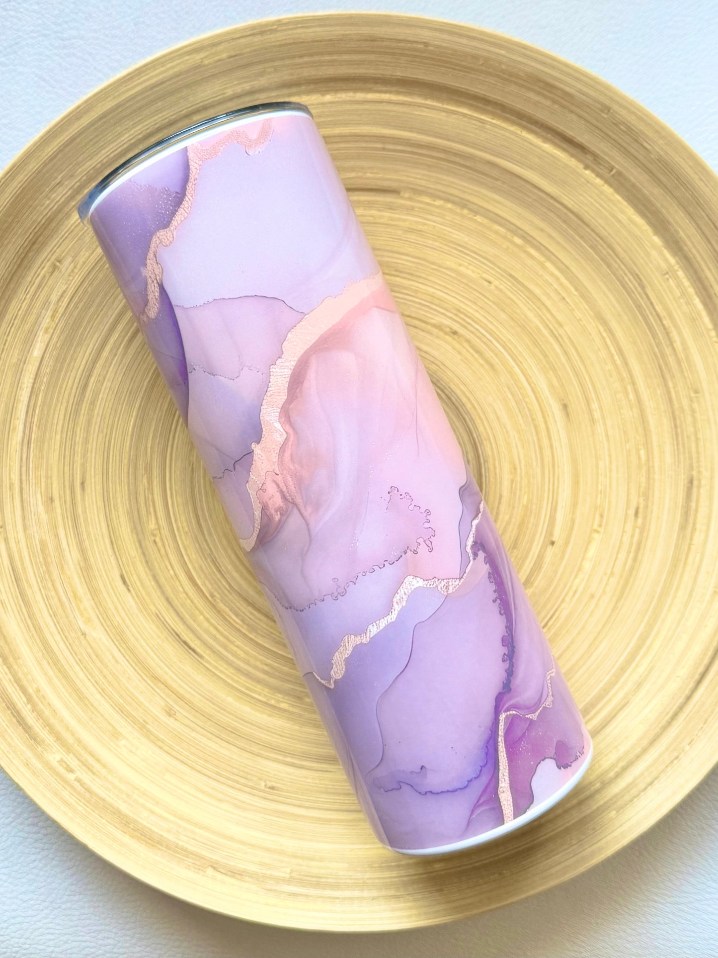 Drinkbeker met rietje | Marble pink