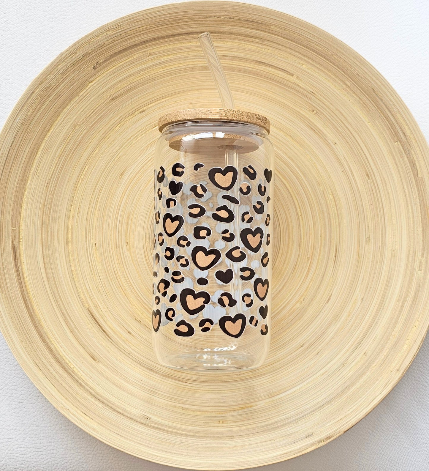 drinkglas met deksel leopard
