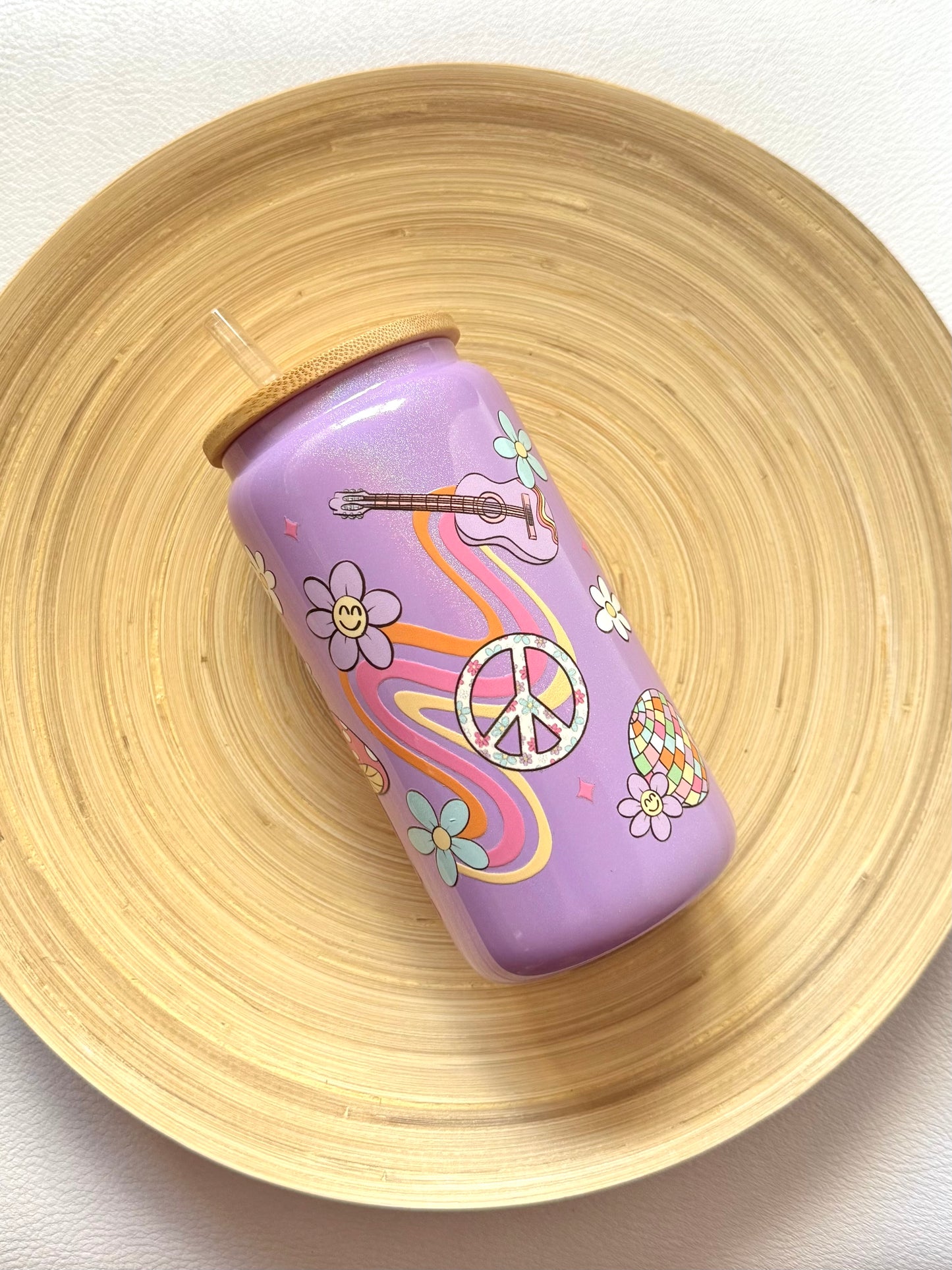Drinkglas met rietje | Retro color