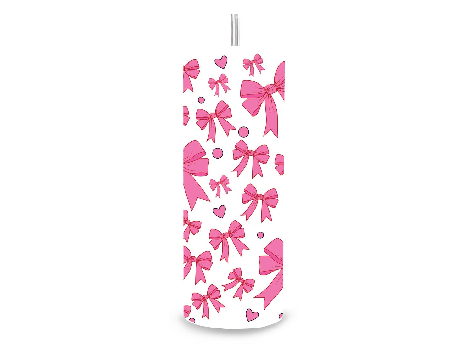 Drinkbeker met rietje | Roze strikjes
