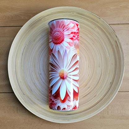 Drinkbeker met rietje | Flower 3D pink