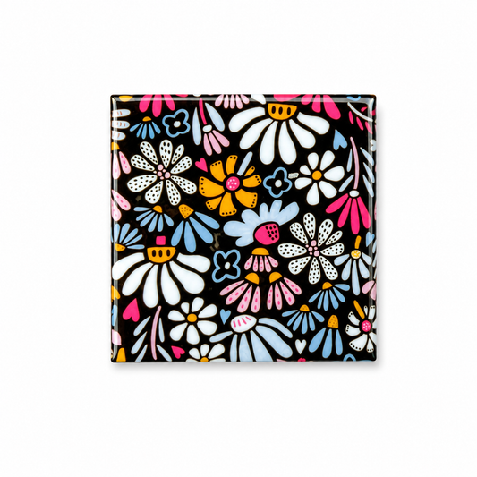 Decoratie magneet kleurrijk design | Dark flower