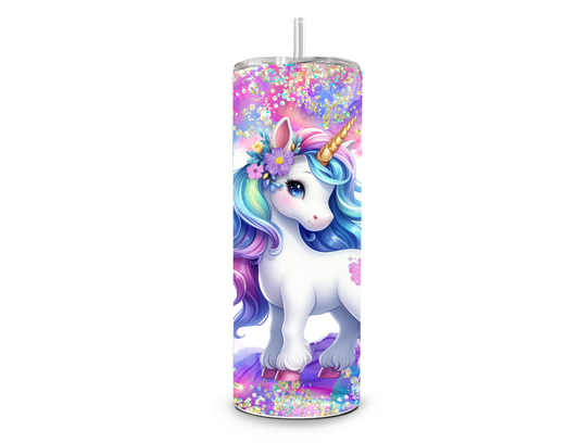 Drinkbeker met rietje | Unicorn met naam personaliseren