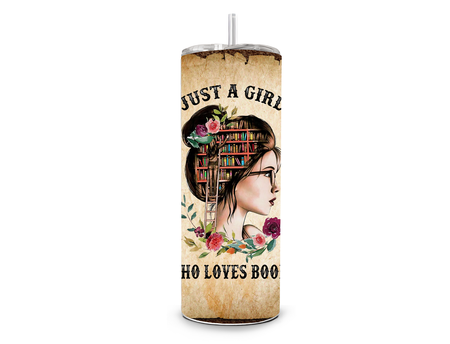 Drinkbeker met rietje | Just a girl who loves books