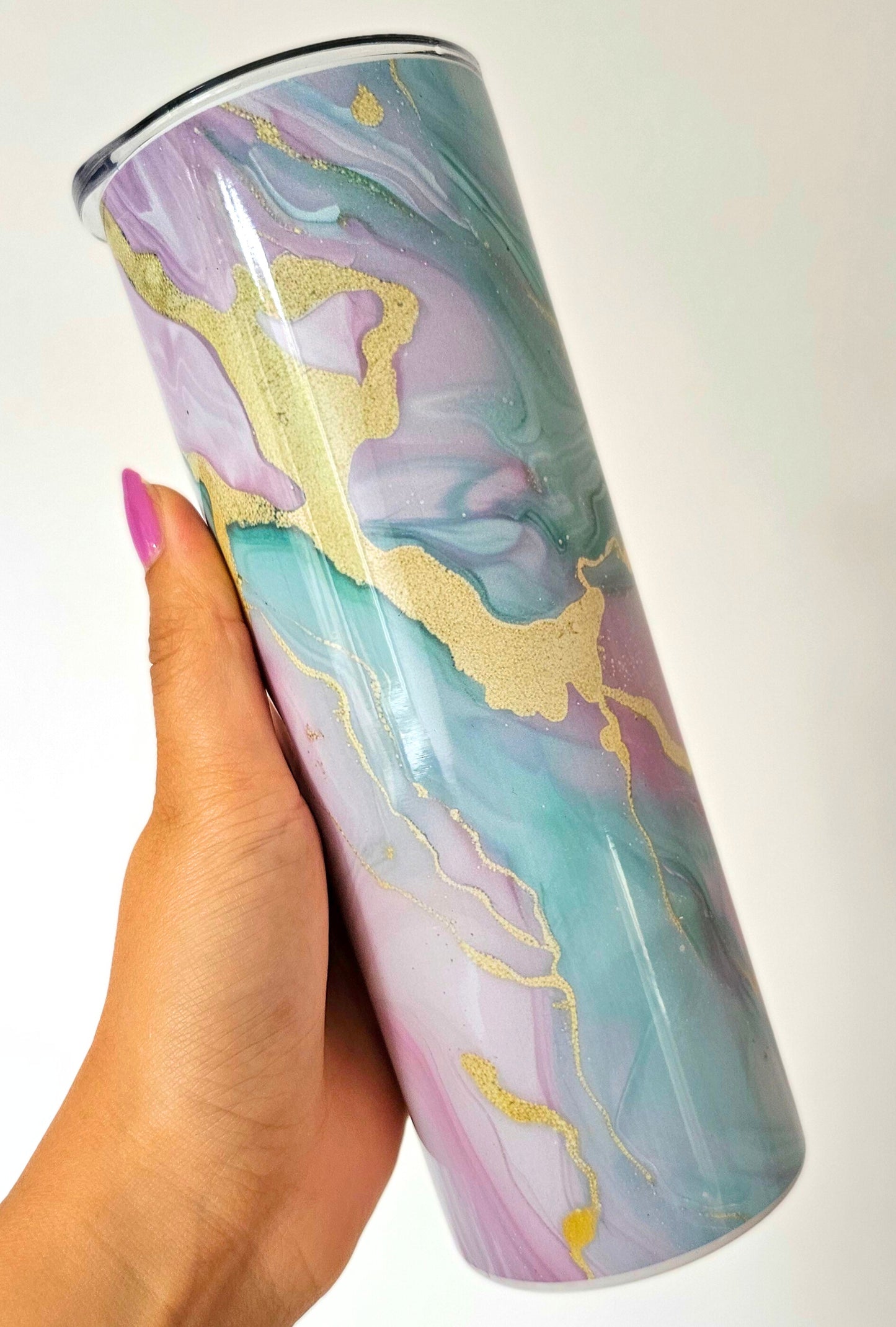 Drinkbeker met rietje | Marble pastel