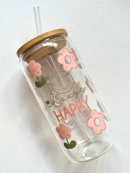 Drinkglas met rietje | Choose happy