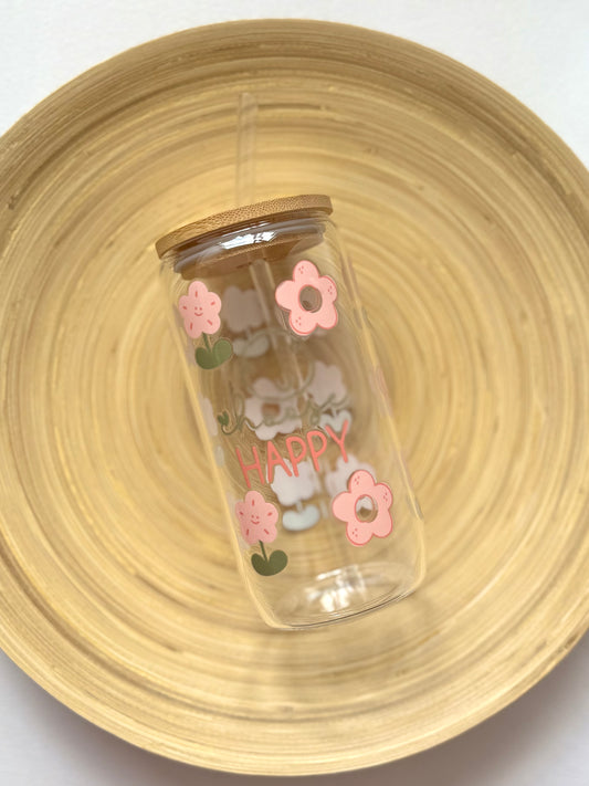 Drinkglas met rietje | Choose happy