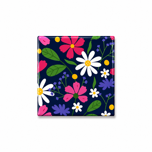 Decoratie magneet kleurrijk design | Retro bloem