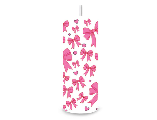 Drinkbeker met rietje | Roze strikjes